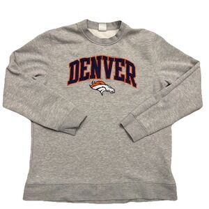 NFL Team Apparel Denver Broncos Crewneck Sweatshirt Gray Size L Embroidered